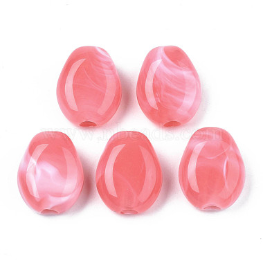 Hot Pink Oval Acrylic European Beads