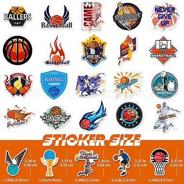 50Pcs Basketball Themed PVC Self-Adhesive Stickers(PW-WG86843-01)-3