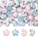20Pcs 4 Styles Opaque Acrylic Beads, with Resin, Moon & Star, Mixed Color, 13.5~14.5x13~13.5x9.5~12mm, Hole: 2.5mm, 5pcs/style(OACR-YW0004-37)