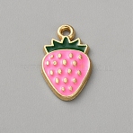 Zinc Alloy Pendants, with Enamel, Light Gold, Strawberry, 18x11x2mm, Hole: 1.6mm(FIND-WH20026-052A)