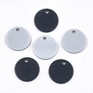 Resin Pendants, Flat Round, Prussian Blue, 25x3mm, Hole: 3mm(RESI-T022-11A)