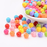 Mixed Color Acrylic Jewelry Beads, Loose Round Beads, DIY Material for Children's Day Gifts Making, Size: about 6mm in diameter, hole: 2mm(X-PAB702Y)