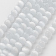 Cat Eye Beads, Round, White, 12mm, Hole: 1.5mm, about 32pcs/strand, 14.5 inch(CER12mm01)