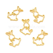 Alloy Open Back Bezel Pendants, For DIY UV Resin, Epoxy Resin, Pressed Flower Jewelry, Rabbit with Bowknot, Golden, 32.5x24.5x2.5mm, Hole: 2mm(FIND-E030-01G)
