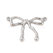 Non-Tarnish 304 Stainless Steel Textured Bowknot Links Connector Charms, Stainless Steel Color, 20x28x2mm, Hole: 1mm(STAS-S125-03P)