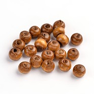 Dyed Natural Wood Beads, Round, Nice for Children's Day Gift Making, Lead Free, Coffee, Size: about 6~7mm wide, 5~6mm high, Hole: 1.5mm, about 14600pcs/1000g(TB092Y-11)