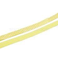 Polyester Elastic Ribbon, Flat with Gold Honeycomb Pattern, for Gift Decoration, Garment Accessories, Champagne Yellow, 15mm(EC-WH0026-002B)