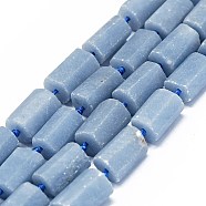 Natural Angelite Beads Strands, Frosted, Nuggets, 12x7~8mm, Hole: 0.7mm, about 30pcs/strand, 16.54''(42cm)(G-O170-105)