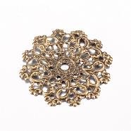 Iron Links, Etched Metal Embellishments, Flower, Antique Bronze, 30.5~31x30x1.5~2mm, Hole: 1mm(IFIN-Q118-14AB)