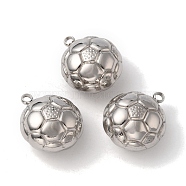304 Stainless Steel Pendants, Football Charm, Stainless Steel Color, 24x20x14mm, Hole: 3mm(STAS-C073-09P)