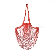Portable Cotton Mesh Grocery Bags, Reusable Net Shopping Handbag, Red, 58.05cm, Bag: 35x38x1.8cm. (ABAG-H100-A03)