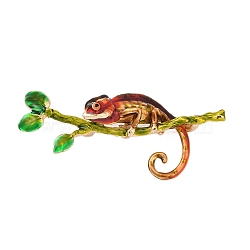 Chameleon Enamel Pins, Alloy Brooches for Backpack Clothes, Mixed Color, 30.5x65mm(PALLOY-D361-08G)