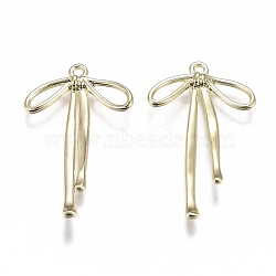 Alloy Jewelry Pendants, Bowknot, Light Gold, 32.5x20x2mm, Hole: 1.5mm(PALLOY-Z001-09LG)