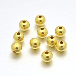 Real 24K Gold Plated Sterling Silver Round Beads, 4mm, Hole: 1mm(X-STER-E040-01C)