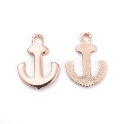 304 Stainless Steel Charms, Anchor, Rose Gold, 12x9x1mm, Hole: 1.2mm(STAS-H436-40RG)