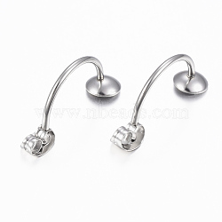 304 Stainless Steel Ear Nuts, Friction Earring Backs for Stud Earrings, with Tray, Stainless Steel Color, 23x6mm, Pin: 1mm, Tray: 6mm(X-STAS-H423-07P)