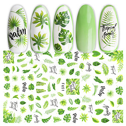 Nail Art Stickers, Self-adhesive, For Nail Tips Decorations, Leaf Pattern, Green, 123x80mm(X-MRMJ-Q080-F651)