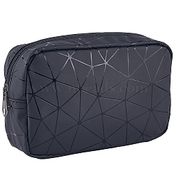 PU Leahther Cosmetic Zipper Bags, Ladies' Large Capacity Travel Storage Clutch Bags, Rectangle, Black, 225x135x65mm(AJEW-WH20017-49A)