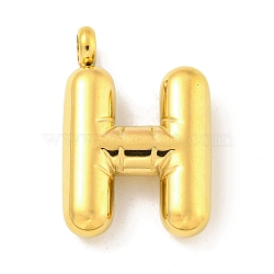 Ion Plating(IP) 304 Stainless Steel Pendants, Letter Charm, Golden, Letter H, 25.5x17x5.5mm, Hole: 3mm(STAS-C102-16G-H)