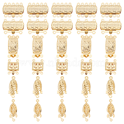 30 Sets 6 Styles 304 Stainless Steel Box Clasps, Multi-Strand Clasps, Mixed Shapes, Golden, 15~21.5x7~15x3~5mm, Hole: 1~1.6mm, 5 sets/style(STAS-DC0009-61)