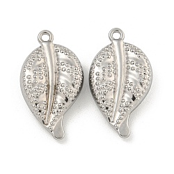 Non-Tarnish 304 Stainless Steel Pendants, Leaf Charm, Stainless Steel Color, 24x13x5mm, Hole: 1.5mm(STAS-I307-556P)