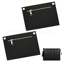 Felt Purse Organizer Insert, Envelope Handbag Shaper Premium Felt, Bag Accessories, with Zinc Alloy Findings, Rectangle, Black, 22x15.5x0.58cm, Hole: 9.7mm(FIND-WH0036-72G-01)