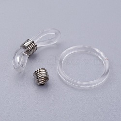 Silicone EyeGlass Holders, with Iron Findings, Clear, Platinum, 24x7mm(X-IFIN-N0004-03P)
