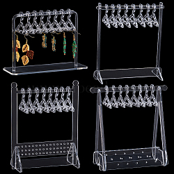 4 Sets 4 Styles Coat Hanger Removable Acrylic Earring Displays, with 8 Hangers, for Jewelry Display Supplies, Clear, Finish Product: 120~150x15~83x109~150mm, 1 set/style(EDIS-CP0001-09)