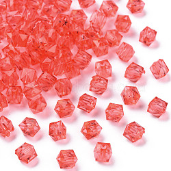 Transparent Acrylic Beads, Faceted, Square, Red, 5.5x5.5x5.5mm, Hole: 1.8mm, about 4485pcs/500g(MACR-S373-112A-B01)