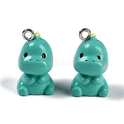 Opaque Resin Pendants, with Platinum Iron Loop, Dinosaur, 20.5x12x17mm, Hole: 2mm(RESI-D074-01B)