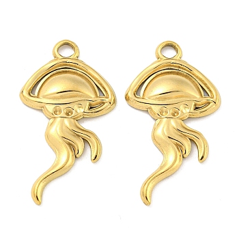 Ion Plating(IP) 304 Stainless Steel Pendant Rhinestone Settings, Jellyfish Charm, Real 18K Gold Plated, 28.5x15.5x3mm, Hole: 2.5mm, Fit for 1.2mm rhinestone