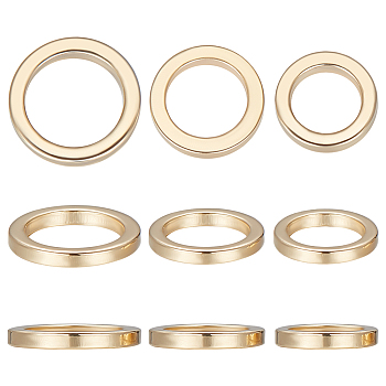60Pcs 3 Styles Brass Linking Rings, Long-Lasting Plated, Round Ring, Real 24K Gold Plated, 6~8x1mm, Inner Diameter: 4~6mm, 20pcs/style