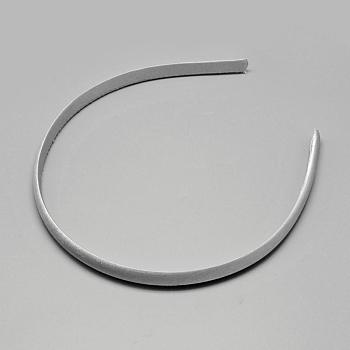 Plain Plastic Hair Band Findings, No Teeth, Covered with Cloth, Light Grey, 120mm, 9.5mm