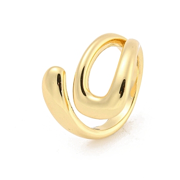 Brass Open Cuff Rings, Long-Lasting Plated, Golden, Inner Diameter: 16mm