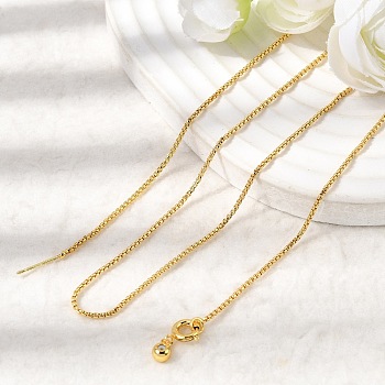 1.2MM Brass Box Chain Asjustable Slider Necklaces, Long-Lasting Plated, Rack Plating, Golden, 17.91 inch(45.5cm)