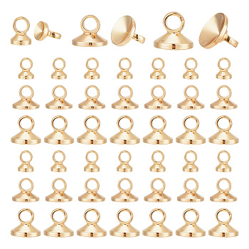 90Pcs 3 Size Brass Pendants Bails, Bead Cap Bails, For No Hole Beads, Real 14K Gold Plated, 3.5~4.7x2.5~5.6mm, Hole: 1.5~2.1mm, Tray: 2.5~4.5mm, 30Pcs/size