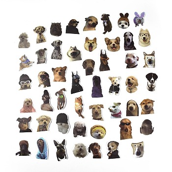 50Pcs 50 Styles Paper Cartoon Stickers Sets, Adhesive Decals for DIY Scrapbooking, Photo Album Decoration, Dog Pattern, 52~74.5x30.5~54.5x0.2mm, 1pc/style