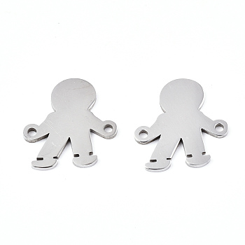 201 Stainless Steel Links Connectors, Laser Cut, Boy, Stainless Steel Color, 15x14.5x1mm, Hole: 1.2mm