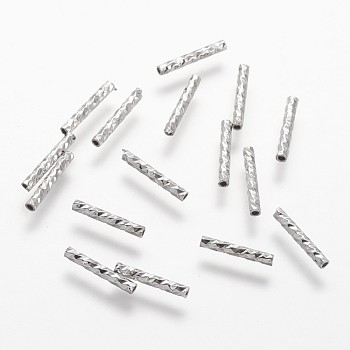 Rack Plating Brass Tube Beads, Long-Lasting Plated, Platinum, 10x1.5mm, Hole: 0.5mm