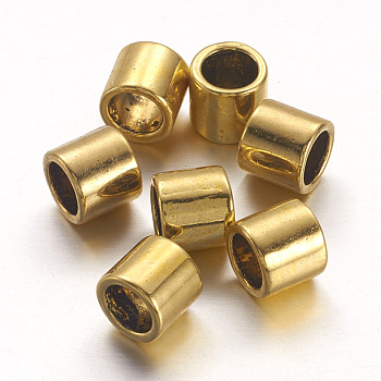 Tibetan Style Alloy European Beads, Large Hole Column Beads, Cadmium Free & Nickel Free & Lead Free, Antique Golden, 7x6.5mm, Hole: 5mm, about 1365pcs/1000g