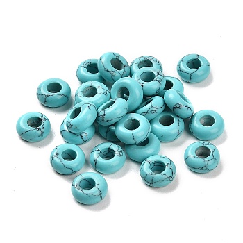 Synthetic Turquoise European Beads, Large Hole Beads, Rondelle, 10x4.5~5mm, Hole: 4~4.3mm