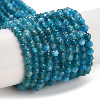 Natural Apatite Beads Strands, Faceted, Round, 3mm, Hole: 0.6mm, about 120pcs/strand, 15''(38.1cm)