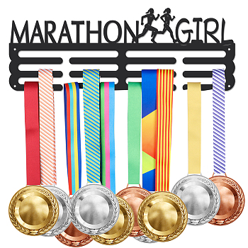 Marathon Theme Iron Medal Hanger Holder Display Wall Rack, with Screws, Women Pattern, 150x400mm