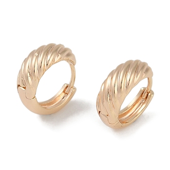 Brass Hoop Earrings for Women, Twisted Croissant, Real 18K Gold Plated, 12x5mm