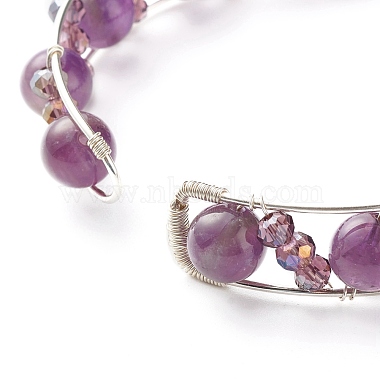 Natural & Synthetic Mixed Gemstone Beads Reiki Healing Cuff Bangles Set for Girl Women(X1-BJEW-TA00023)-7