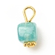 Natural Agate Cube Charms with Golden Tone Iron Loops(PALLOY-JF01586-20B)-2