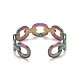 Ионное покрытие цвета радуги (ip) 304 овальное кольцо из нержавеющей стали с открытой манжетой для женщин(RJEW-A005-33MC)-3