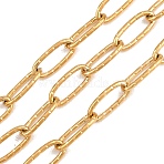 304 Stainless Steel Textured Cable Chains, Unwelded, with Spool, Ion Plating(IP), Real 18K Gold Plated, 16.5x7x2mm(CHS-K017-01G-A)
