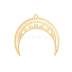 304 Stainless Steel Pendants, Moon with Oval Charm, Long-Lasting Plated, Ion Plating(IP), Real 14K Gold Plated, 30x27mm(STAS-OY012-23G)