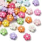 45Pcs 9 Color Baking Paint Alloy Handmade Beads, Flower, Mixed Color, 10x10x4mm, Hole: 1.7mm, 5pcs/color(FIND-CJ0002-74)